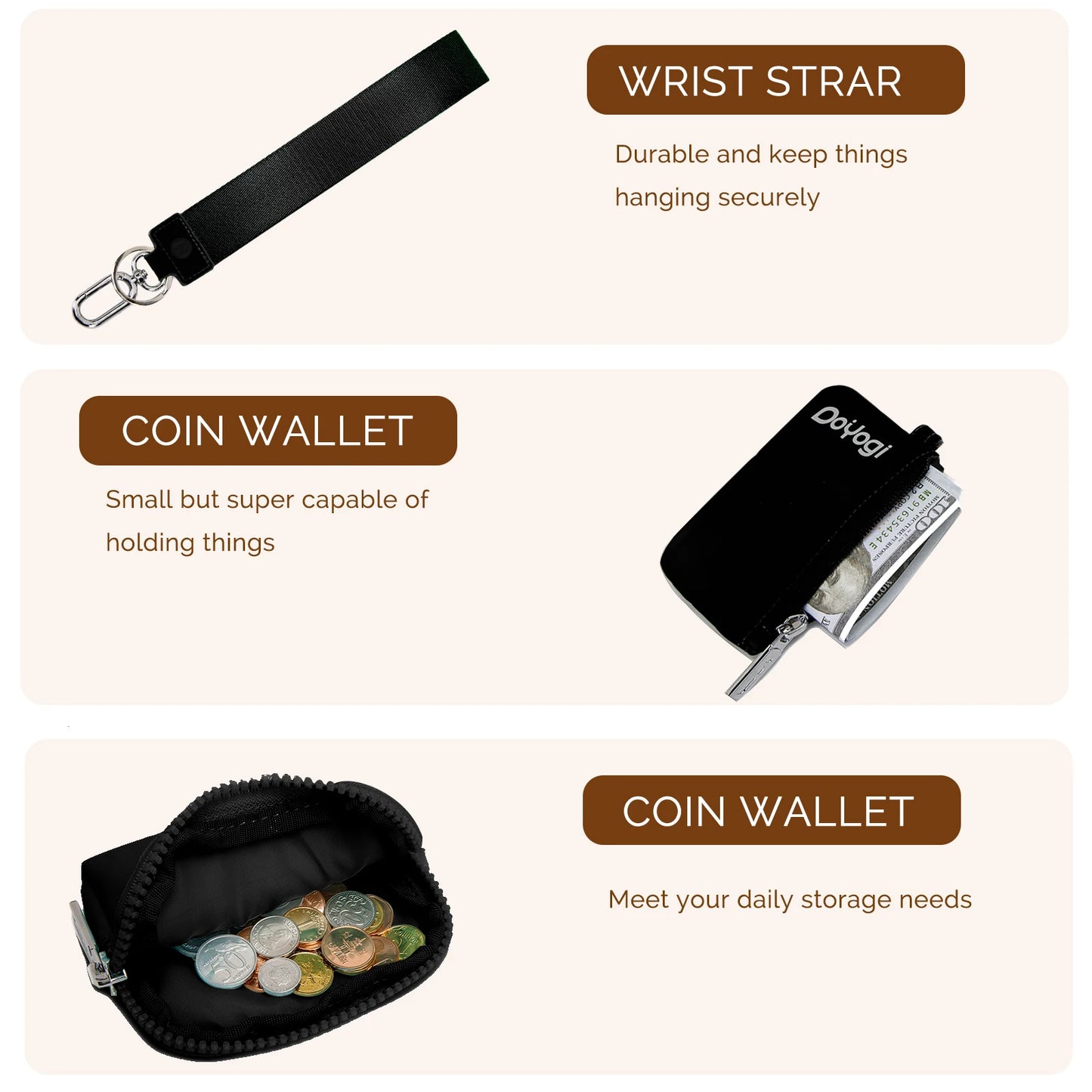 Mini-Mingle Wristlet Black Silvery